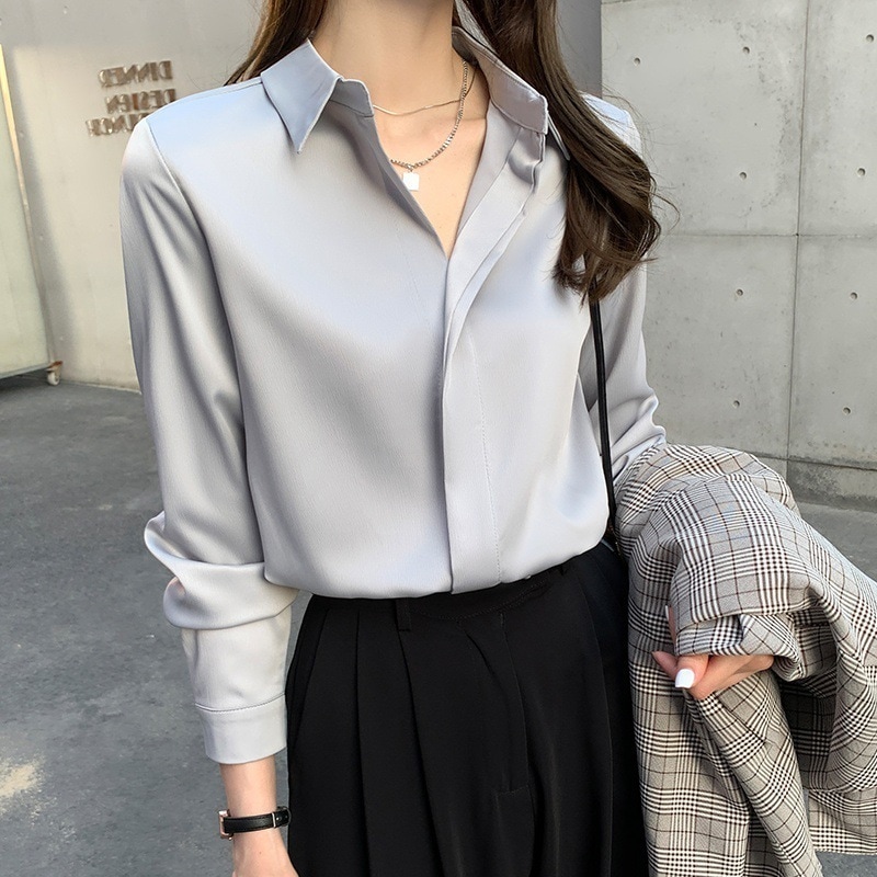 【1つ買うと10つ無料】2025春の語バージョンの汎用性の高い長袖のカジュアルシャツプロの春の服のためのス