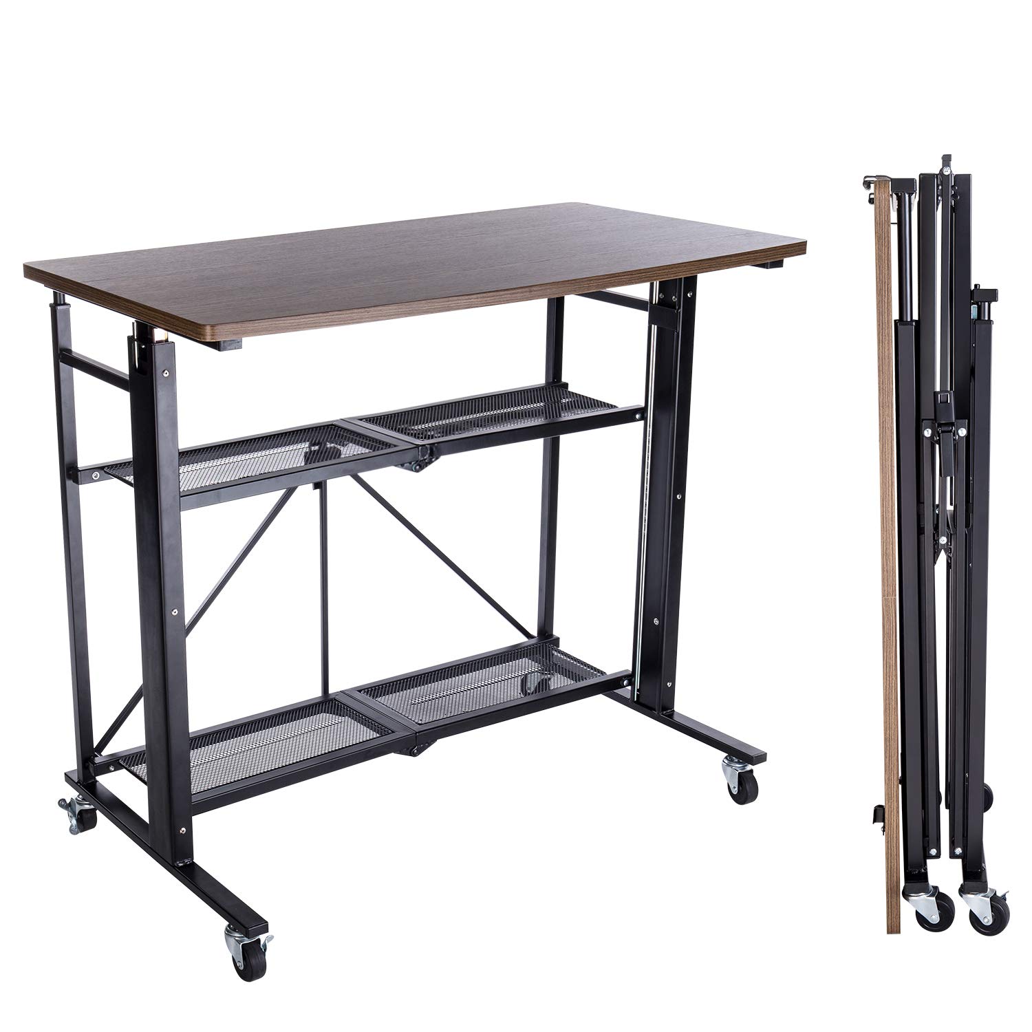 スタンディングデスク 昇降デスク 【届いてすぐ使える!】 折りたたみ 手動 キャスター(固定脚)取付けだけの簡単組立 天板:幅91.5cm×奥行51cm 高さ調整 ダイニング 在宅 64781 21,420円