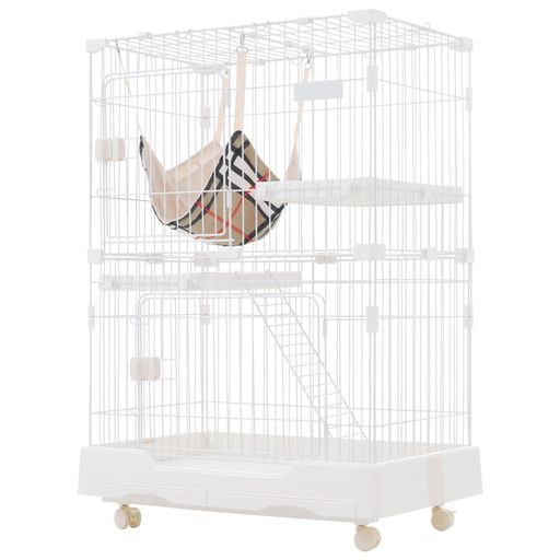 BTM キャットケージ 2段 猫 ケージ ハンモック付 引出しトレー付 キャスター付 天井扉 ペットケージ キャットハウス 留守番 保護 脱走防止 おしゃれ