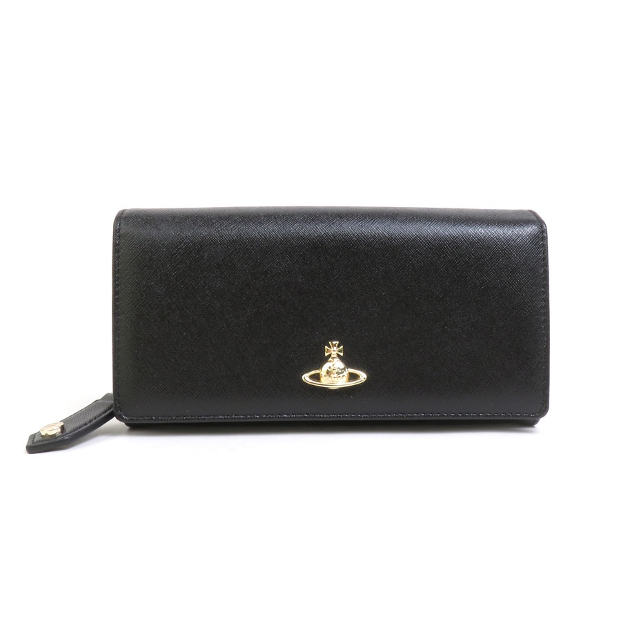 ヴィヴィアンウエストウッド Vivienne Westwood 二つ折り長財布 レザー ブラック レディース h30293g