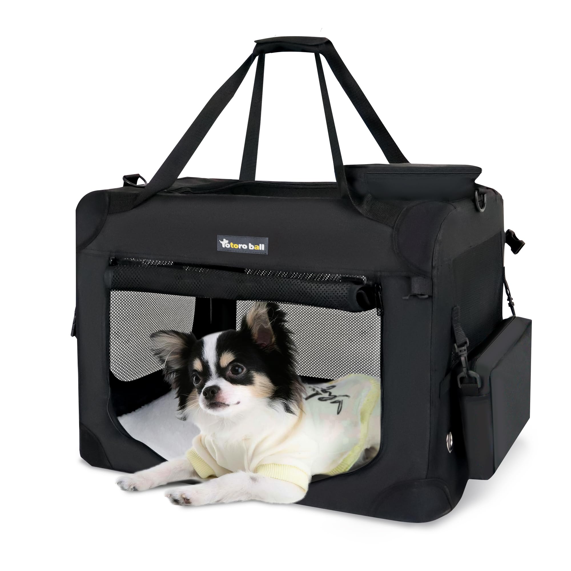 Totoro ball 犬用キャリーバッグ ソフトクレート小型犬 キャリー 猫 キャリーバッグ キャリーケース 折りたたみ 犬 車用ケージ 5面メッシュ ロック付き 給水ボトルバンド付き 小型犬・猫2