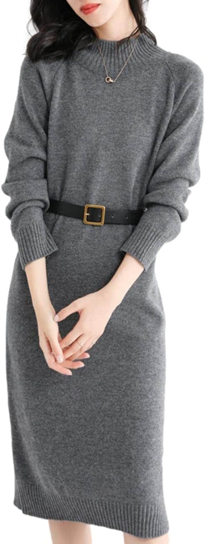 ジェイスコット ニット ワンピース 柔らか素材 ハイネック ひざ丈( グレー, M) 5,543円