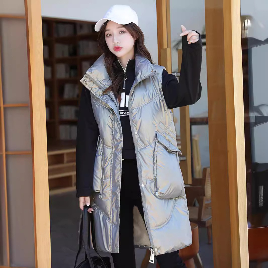 レディースベスト 秋冬　ダウンベスト レディース　中綿ベスト 撥水 ポケット付き ロング丈 ダウンジャケット アウター トップス 暖かい 防風防寒