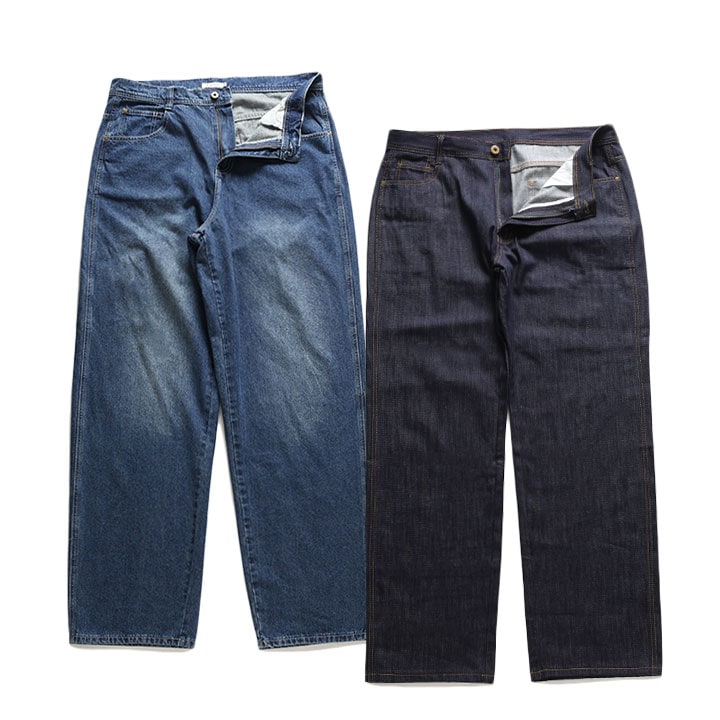 ジーンズ メンズ インディゴ 大きいサイズ ジーパン Gパン デニム ゆったり 太め バギー ロング