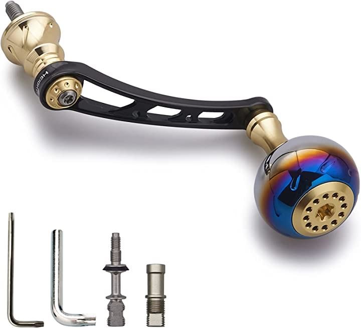 56mm リール ハンドル 30mmノブ搭載 シマノ SHIMANO ダイワ DAIWA 通用 スピニングリール Aurora Series( ゴールド(ノブ)＆ブラック(ハンドル))