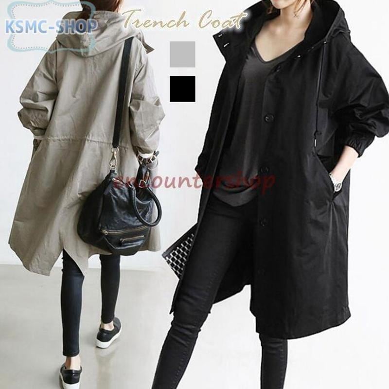 トレンチコート スプリングコート カーディガン 秋春 薄手 ロング丈 アウター フード付き オフィス きれいめ ソマリ ロングトレンチコート 春秋服