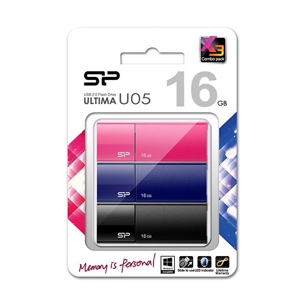 （まとめ）シリコンパワーUSB2.0フラッシュメモリ Ultima U05 16GB SP048GBUF2U05VCM1パック(3個)(×2セット)