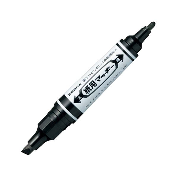 （まとめ） ゼブラ 水性マーカー紙用マッキー（太+細） 黒 WYT5-BK 1本 (×50セット)