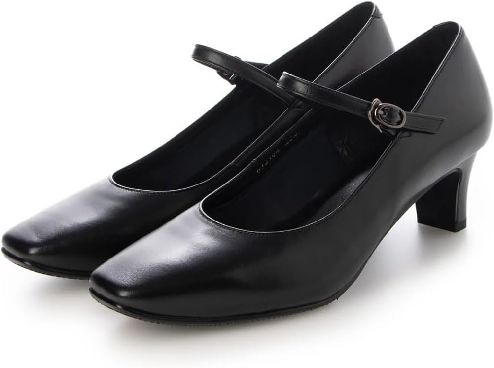 卑弥呼 ヒミコ 5cmヒールスクエアトゥストラップパンプス/600004ブラック235