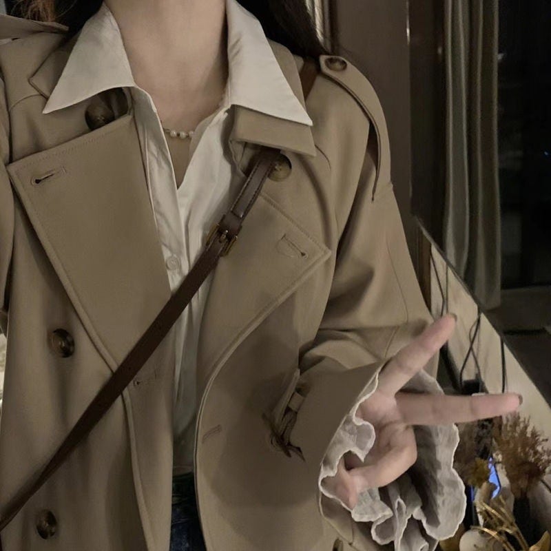 女性のためのウインドブレーカーコート 2025 新しいハイエンドの小さなミディアムレングス春と秋のルーズカジュアルコート若くて美しい