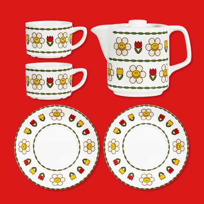 ティーポッド & ティーカップ SET - Retro Smile