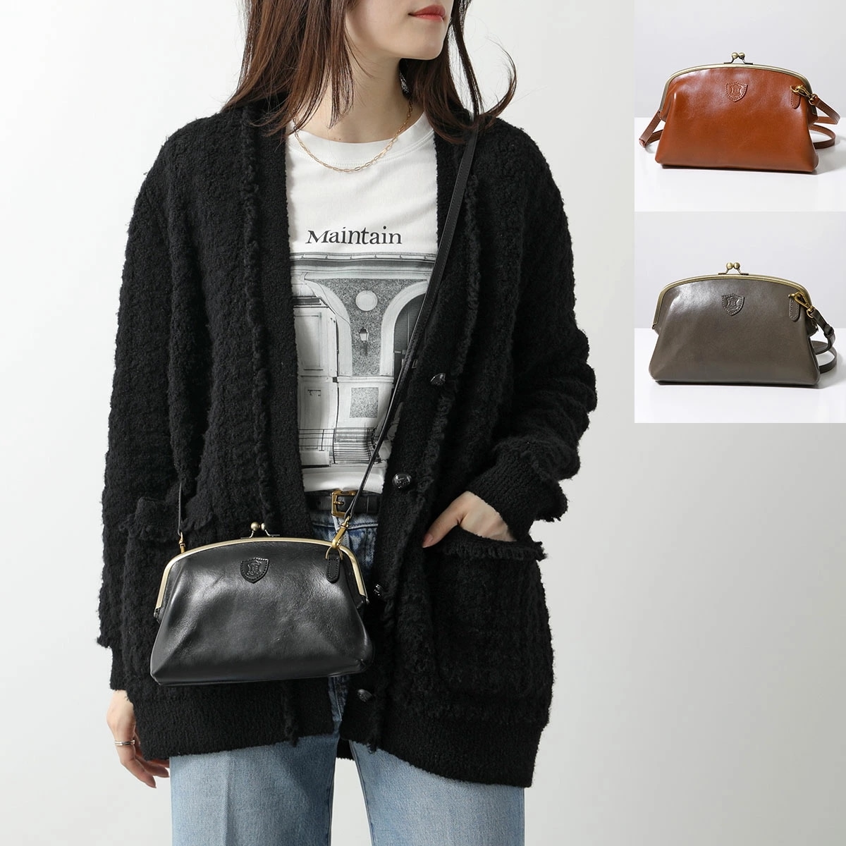 BELLIES YORK ベリーズヨーク ショルダーバッグ BYHLB10169 レディース イタリアンレザー ガマ口 クロスボディ ポシェット ロゴ カラー3色