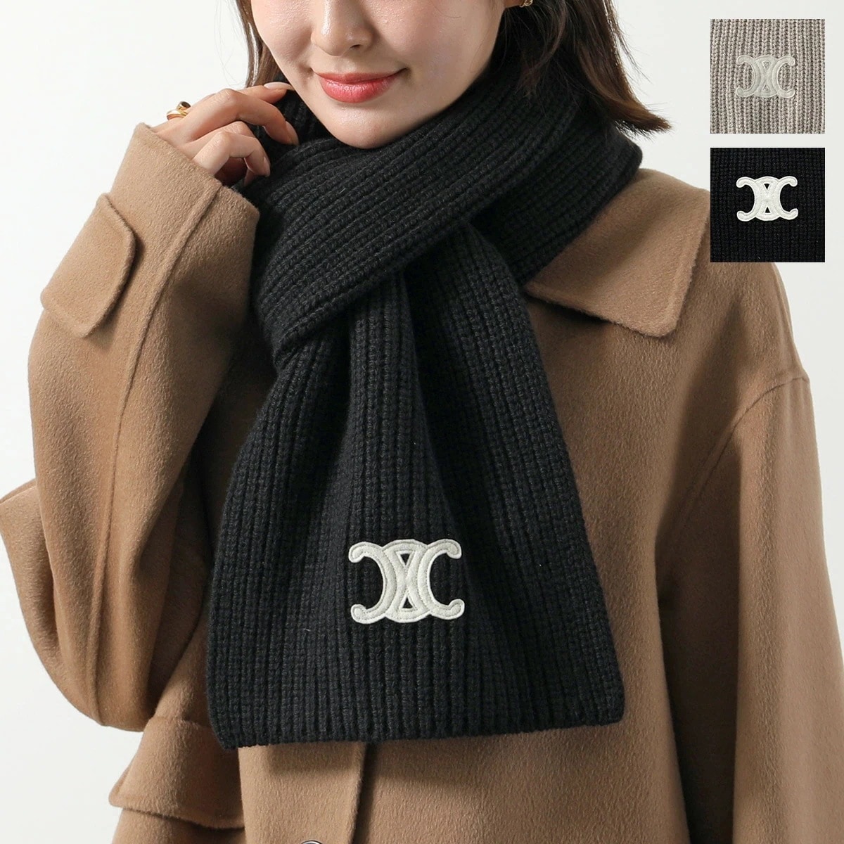 CELINE セリーヌ スカーフ 2AZ0A384D.01EM 2AZ0A384D.38NO レディース トリオンフ シームレス カシミア ロゴ マフラー カラー2色