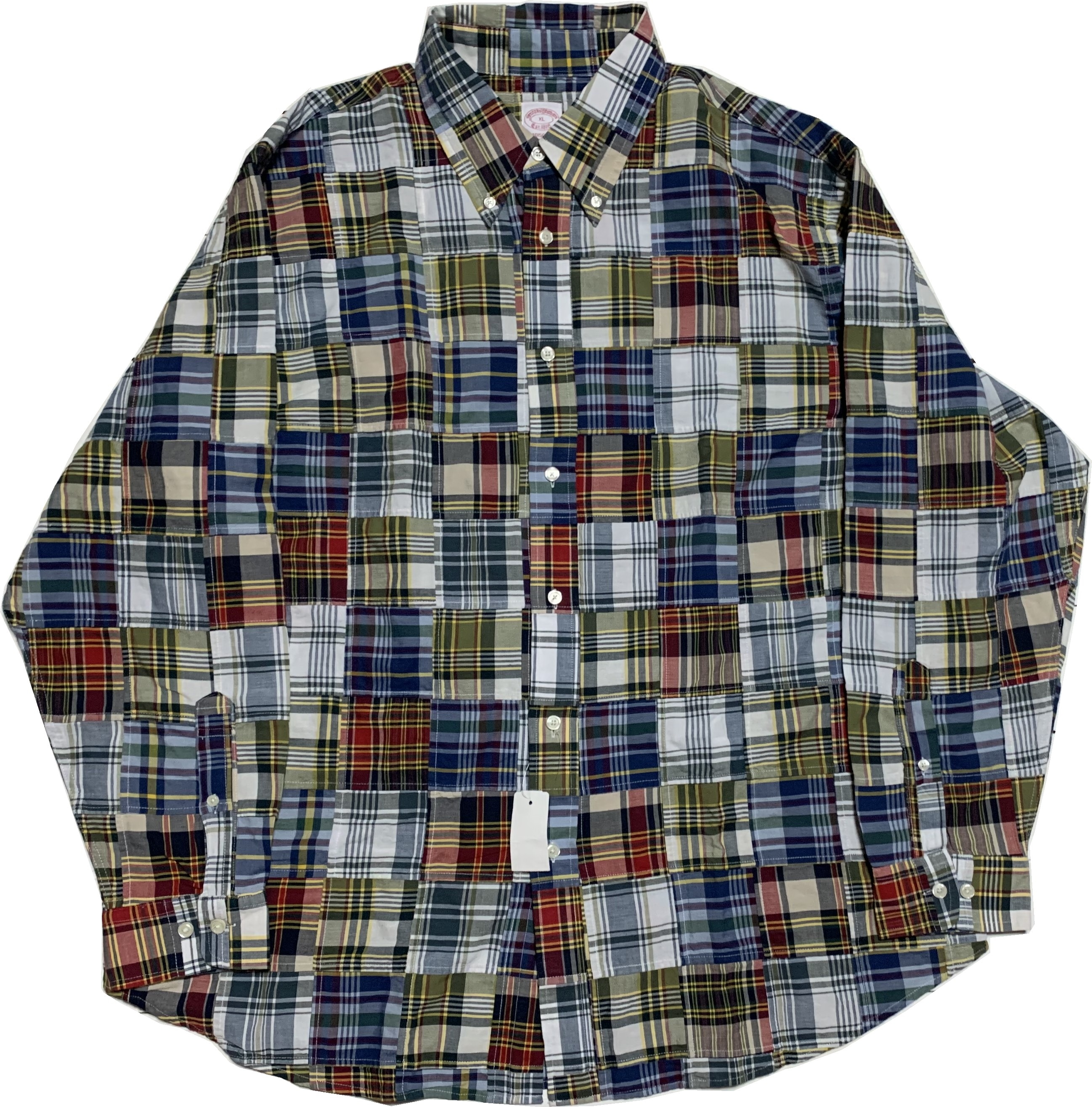 長袖 ボタンダウンシャツ パッチワーク チェック メンズ Brooks Brothers BB2-077