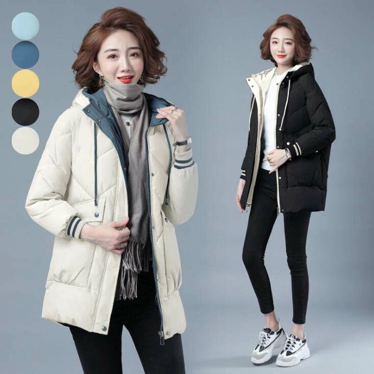 【送料無料】中綿コート レディース 冬アウター 中綿ジャケット ミディアム ダウンコート ジャケット 黒 カジュアルコート 防寒性抜群 ロングコート フード付き 秋冬 着痩せ 体型カバー 韓国風 母