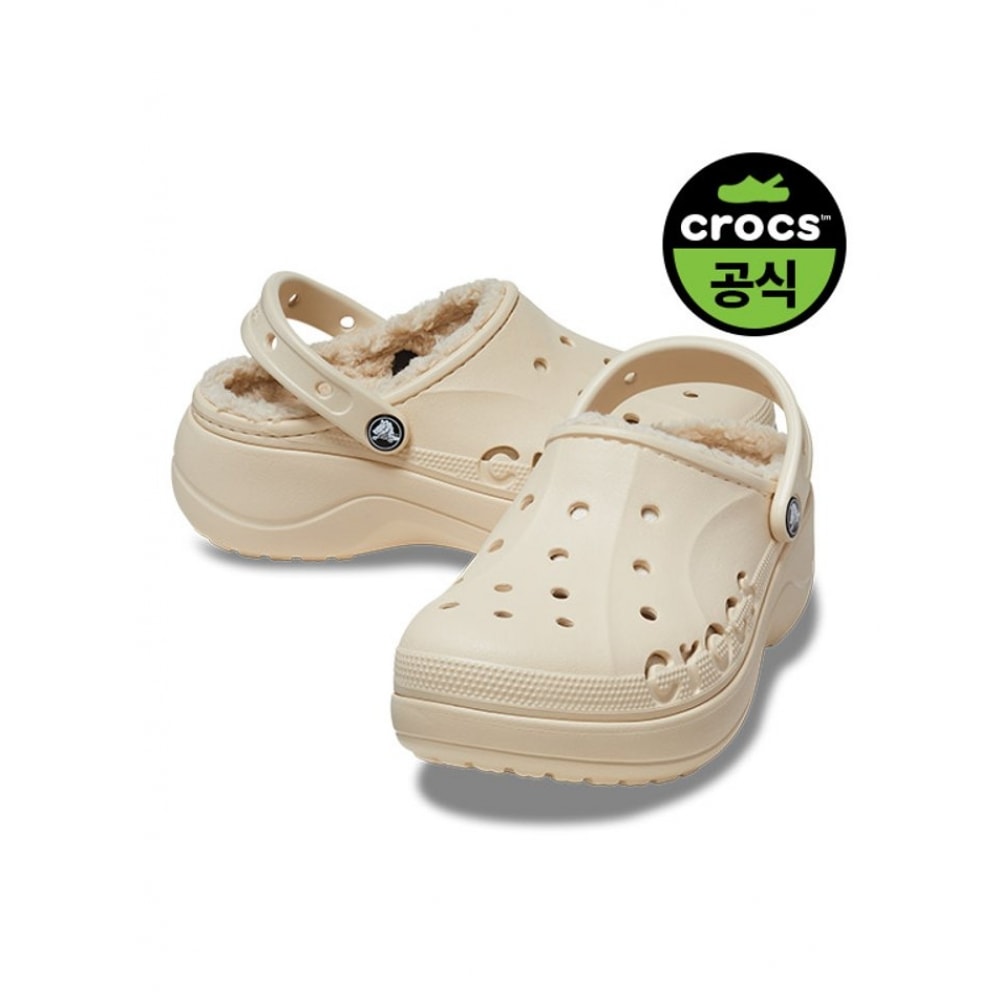 Crocs レディース BAYA プラットフォーム裏地付きクロッグホワイト