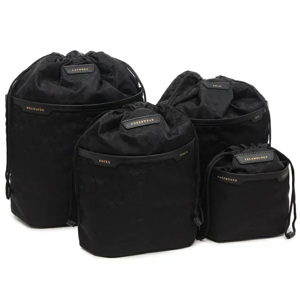 ポーチ ドローストリング 巾着 4個セット ブラック メンズ レディース ユニセックス ANYA HINDMARCH 5050925187732