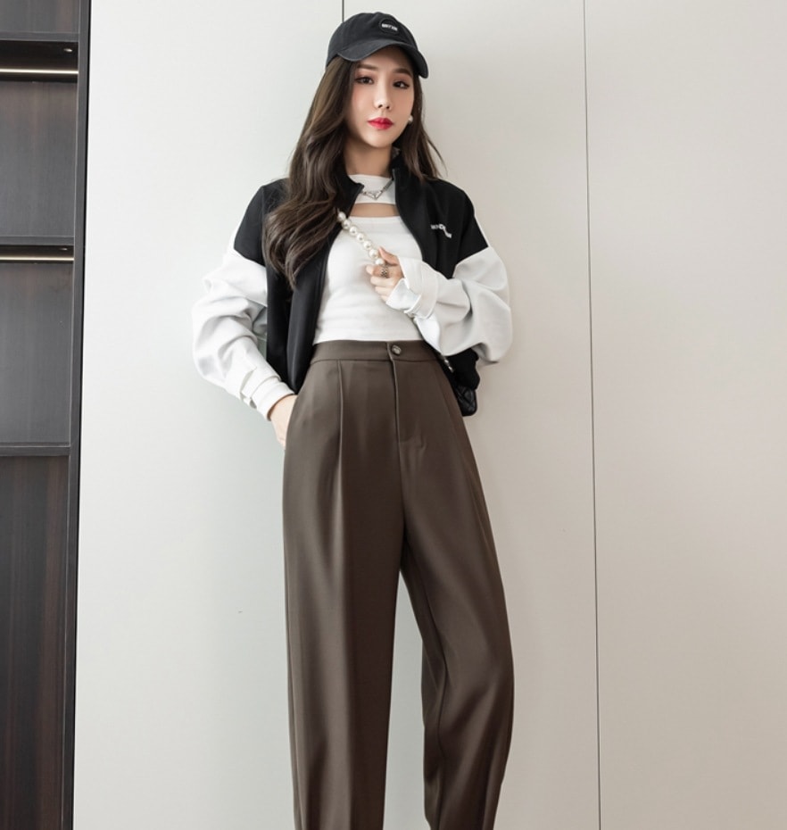 ボトムス デート モテアイテム ストレート タックパンツ ハイウエスト ウエストゴム 可愛い きれいめ 上品 おしゃれ かっこいい 可愛い ラブリー キュート ガーリー クール モード系