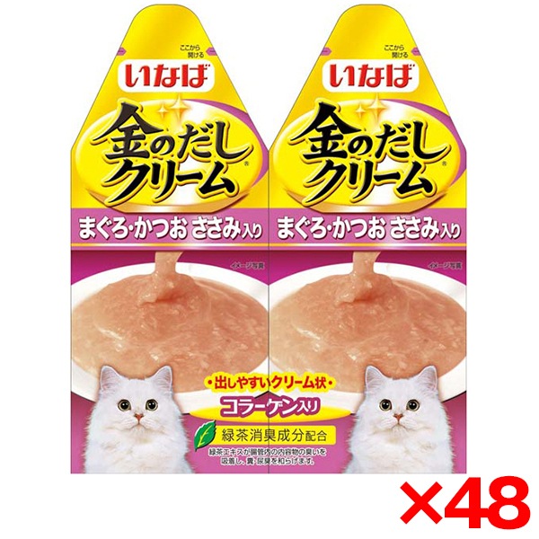 48個セット いなば 金のだしクリーム まぐろ・かつお ささみ入り 60g (30g×2)