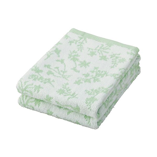 （まとめ） 林 無撚糸フェイムフェイスタオル グリーン FG423304 1パック（2枚） (×5セット)