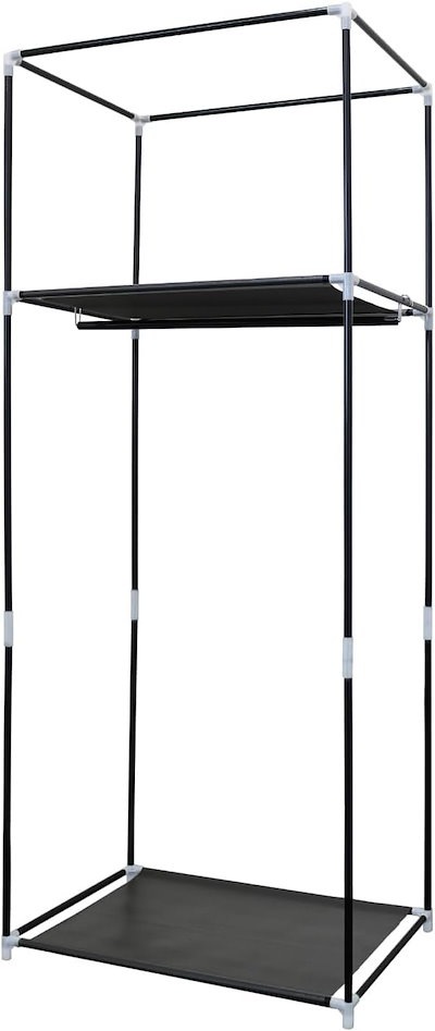 他サイト： トレードワン ハンガーラック 約H148×W60×D43cm 不織布カバー付き ほこりよけ スチール 組み立て式 簡単 軽量 シンプル 収納 ブラック 30748の商品画像