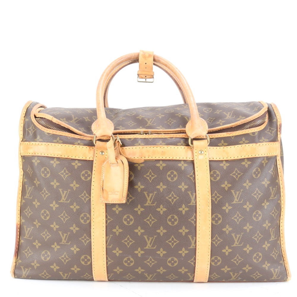 モノグラム サック シャスール55 M41922 レザー×コーティングキャンバス ボストン バッグ 出張 旅行 トート キャリー A4 メンズ ECE CQ32-9 中古