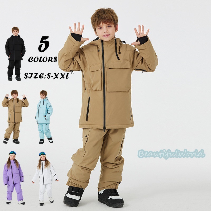 スノーボードウェア キッズ スキーウェア 上下セット 子供 ジュニア スノボウェア ジャケット パンツ 男の子 女の子 スノーウェア 撥水 防風 保温 雪遊び