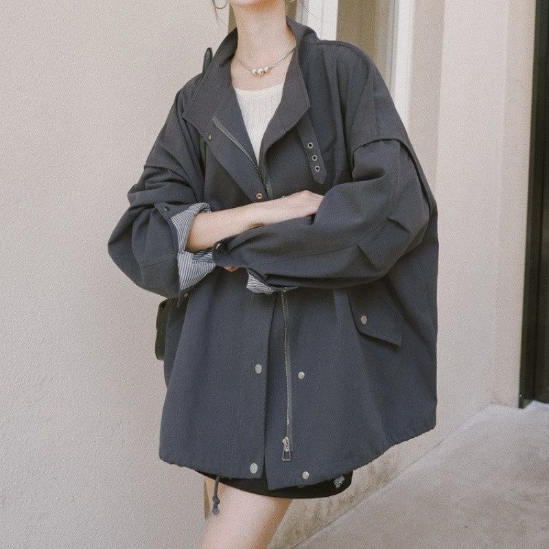 作業服ウインドブレーカージャケット女性のための秋の新しいショートスタイル小さなニッチハイエンドファッション多目的痩身