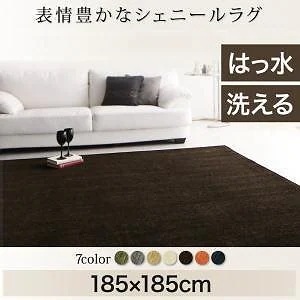 表情豊かな撥水機能付きシェニールラグ [claro]クラーロ 185x185cm ブラウン