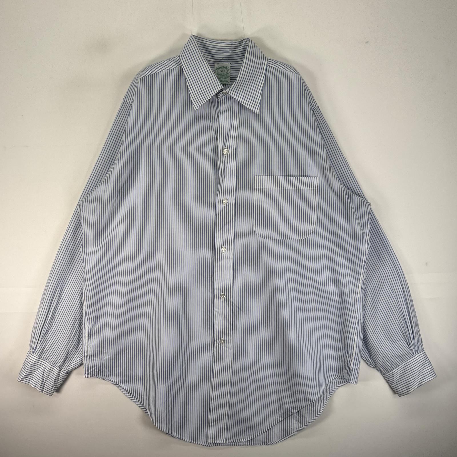 古着 70s/70年代 ヴィンテージ 長袖シャツ 6ボタン 胸ポケ M ブルー系 ストライプ メンズ
