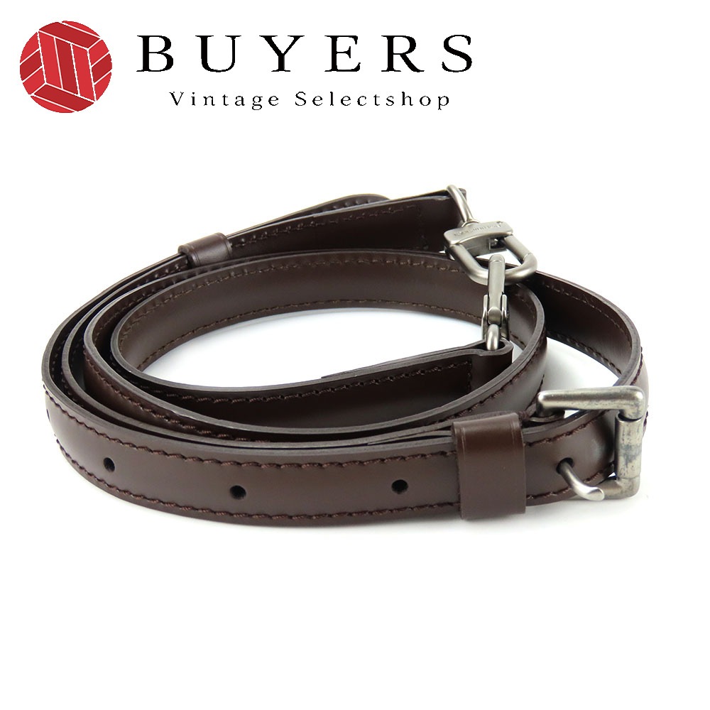 中古 ショルダーストラップ レザー ブラウン 調節可能 マットシルバー金具 レディース 女性