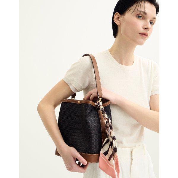 [26SS] [SAINT BARNET] ブラウン セイントバネット DDパターン レザー配色 バケットバッグ M DCBA6E863W3