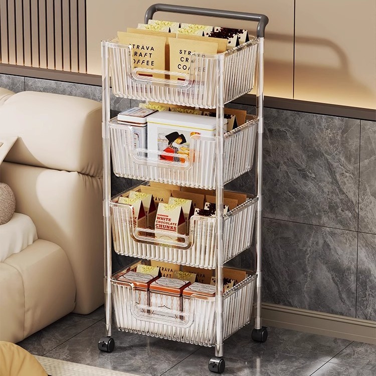 スナック収納ラックリビングルーム移動可能なトロリーフロアストレージラックマルチレイヤー家庭用おもちゃを整理するラック