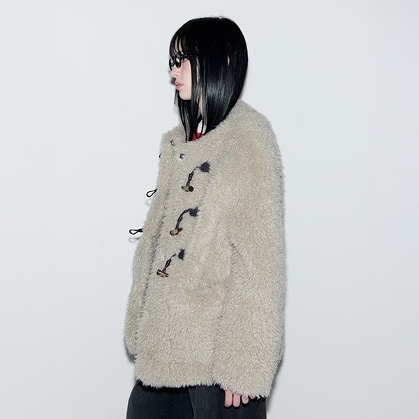 TOGGLE BUTTON FUR COAT KHAKI