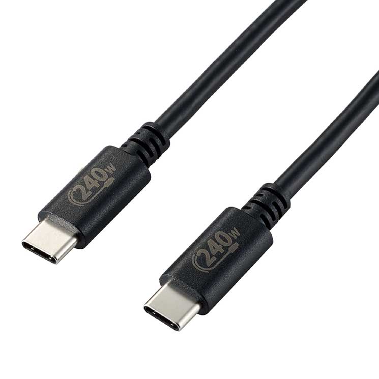 USB Type-cケーブル 2.0 PD EPR対応 240W （USB-C to USB-C） 1m ブラック