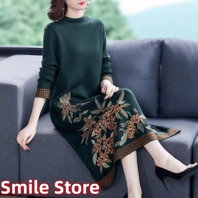 上品 パーティードレス 50代 ニットセーター カットソー 着痩せ 大きいサイズ ニットワンピース 冬 秋 40代 新品 おしゃれ 長袖ワンピース レディース きれいめ