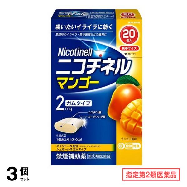 指定第２類医薬品 ニコチネル マンゴー ガムタイプ 禁煙補助薬 20個入 3個セット 4,554円