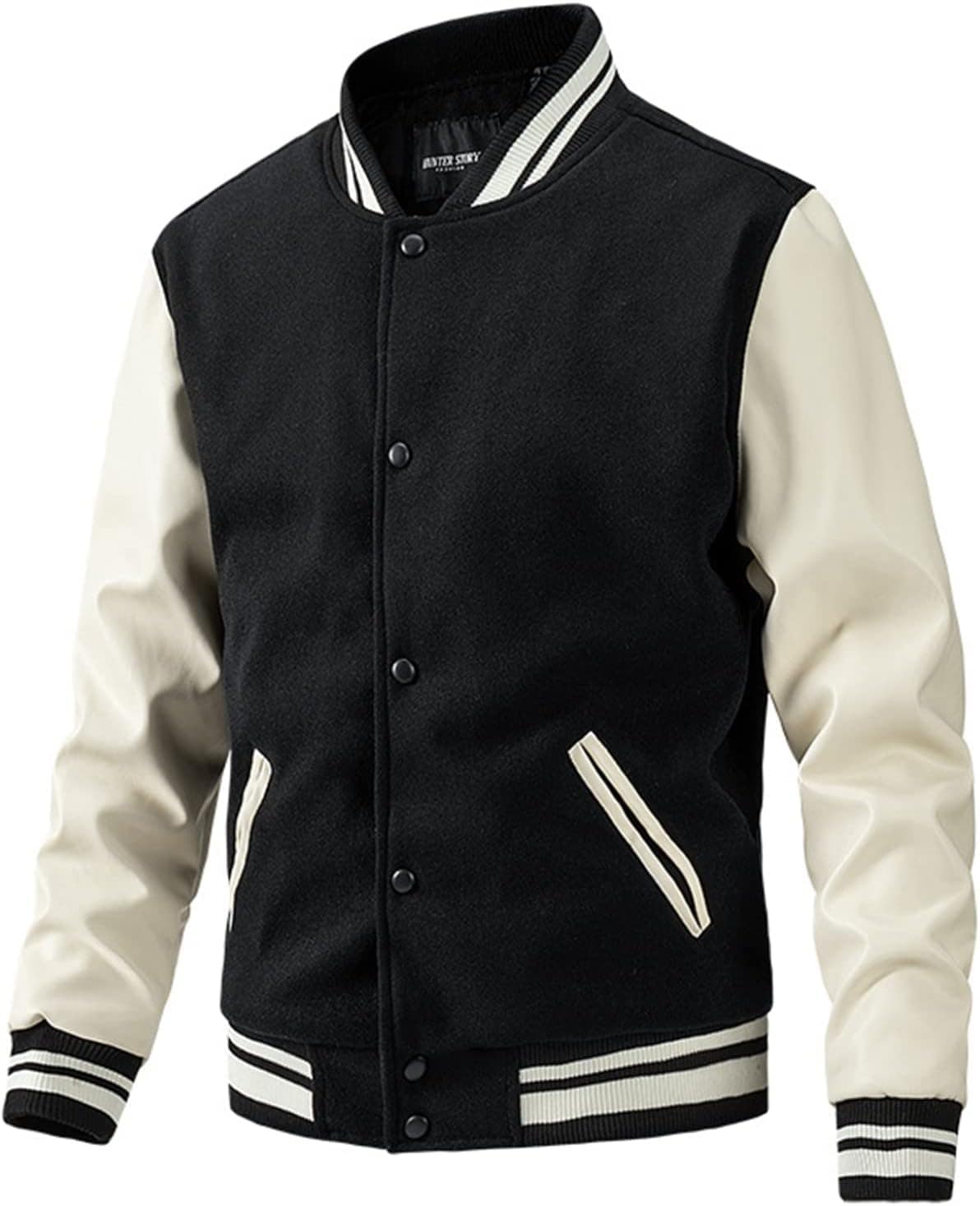 スタジャン 厚手 中綿ジャケット 冬 メンズ バイカラー パッチワーク PU革袖 防寒対策 暖か スタジアムジャンパー 野球服 薄綿 ラシャジャケット フィット ライダース アウトドア ハイキング