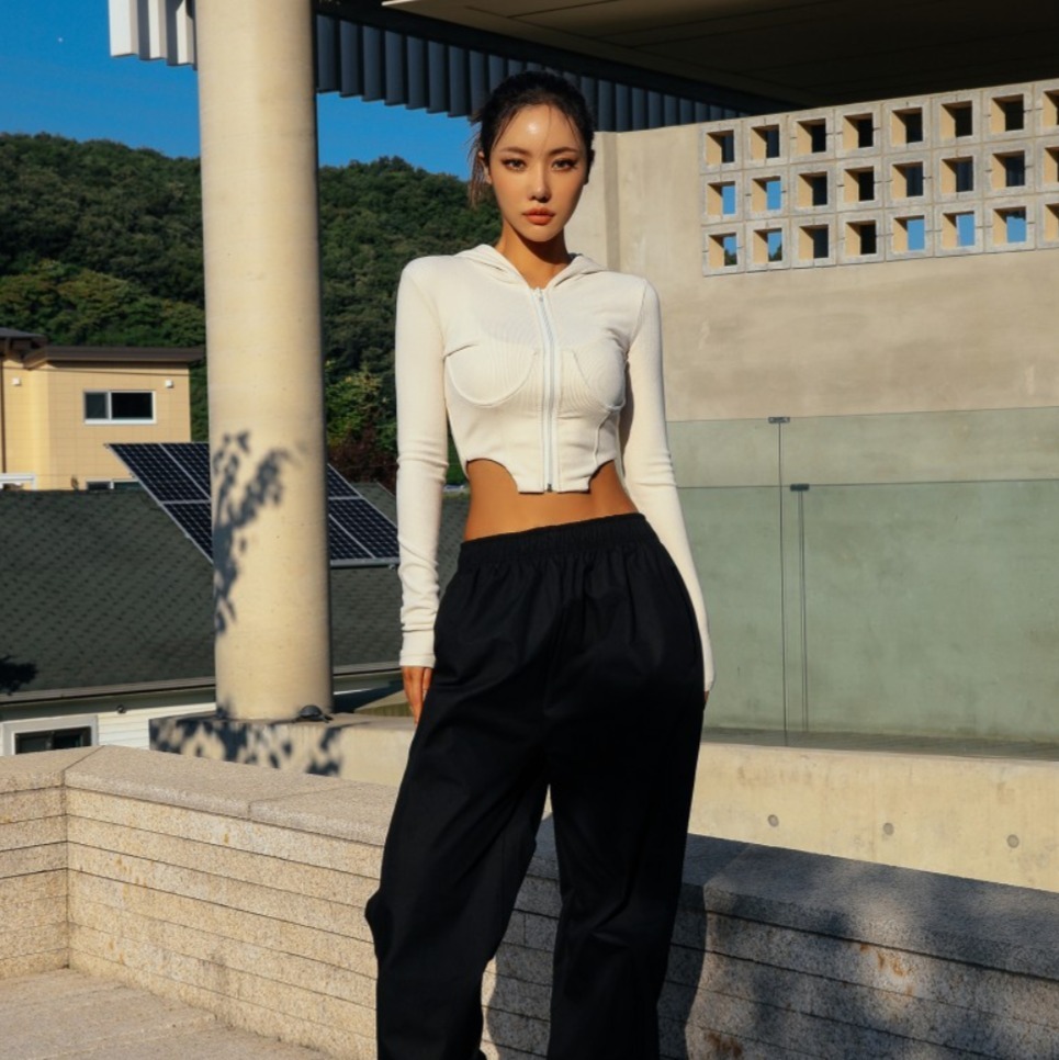 トップス パーカー トップス ミニ丈 ショート丈 袖あり 長袖 Uネック ラウンドネック 襟なし タイト 細身 ストレート フード付き ファスナー 前開き 2点セット きれいめ シンプル カジュアル