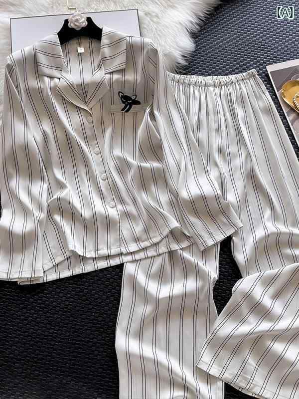 パジャマ　レディース　上下 ビクトリア 夏 シルクパジャマ レディース 長袖 カップル ストライプ ホームウェア マルベリー シルク ツーピース スーツ メンズ 春秋