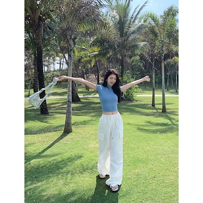 黒の巾着ズボンの女性用レトロなワイドパンツのゆったりとしたカジュアルなモップズボン 6,987円