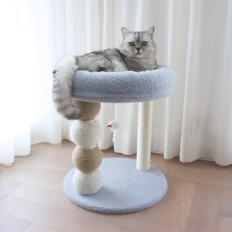 キャットタワー 据え置き 猫タワー 猫爪とぎ 猫ハウス キャットハウス 置き型 ネズミおもちゃ付き 爪とぎ ペット用品 運動不足対策 おしゃれ INS 可愛い 誕生日 プレゼント