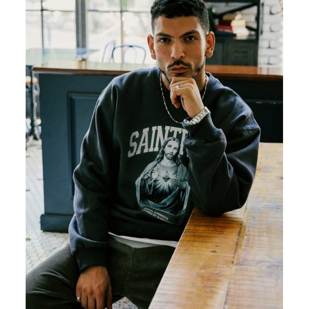 SAINTPAIN SP シークレットハートクルーネック-チャコール