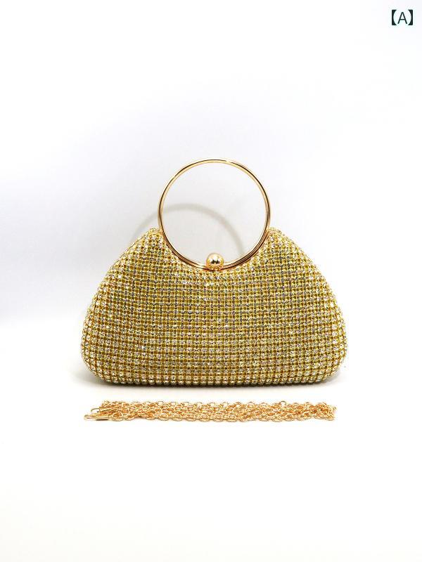 パーティーバッグ レディース 華やか クロスボーダー フル チェーン ショルダー クロス ボディバッグ ビード ロック バックル エレガント クラッチ トレンディ イブニング