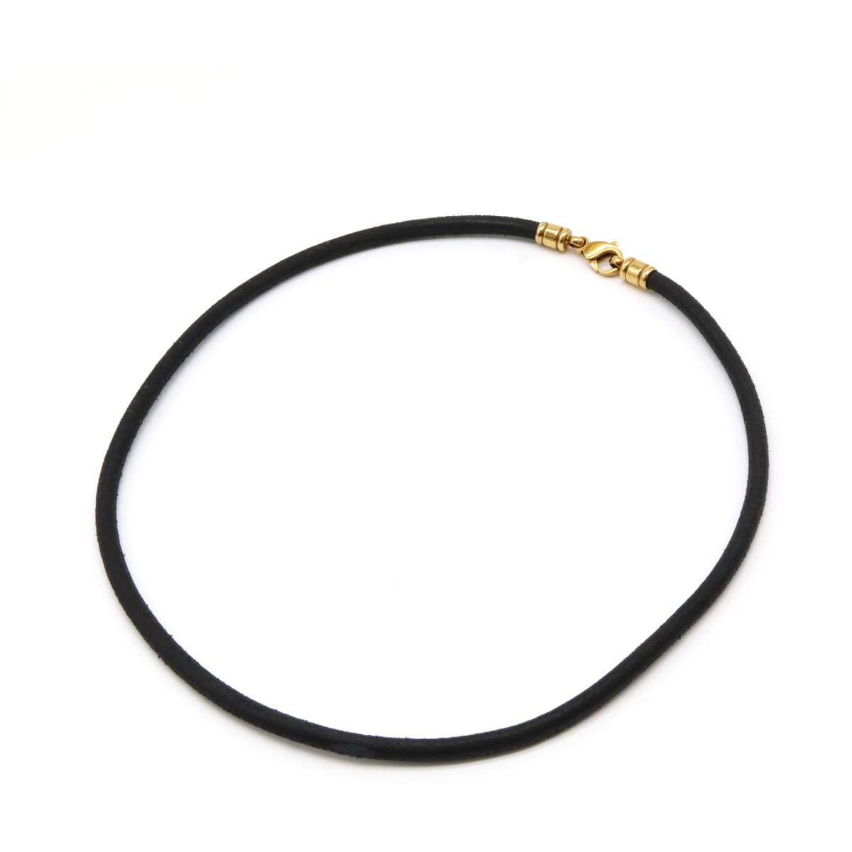 チョーカー ネックレス コード 革 レザー K18YG 750YG イエローゴールド ブラック 黒 ゴールド金具