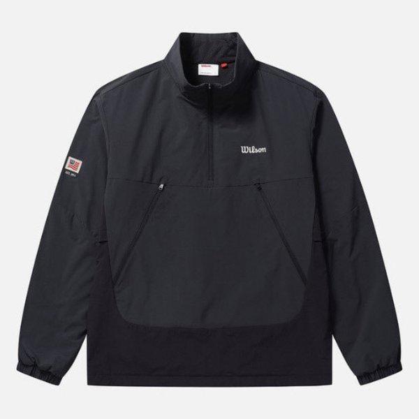 M 長袖Tシャツ LQC W243001GJA92-BLK オクタ裏地 ウーブン ハーフジップ