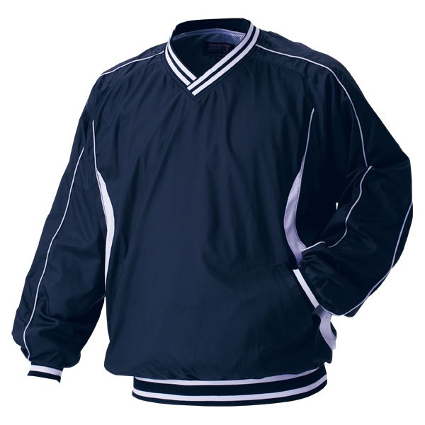 ゼット 野球ウエア 長袖Vネックジャンパー ネイビー×ホワイト M BOV300 2911