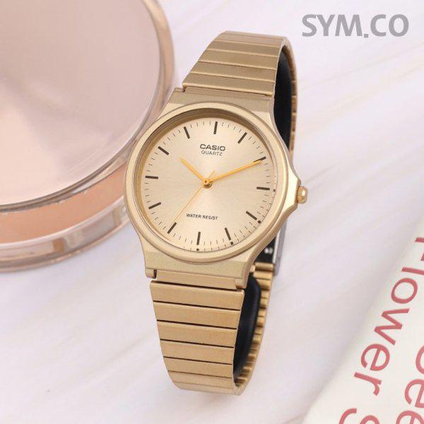 MQ-24G-9E ヴィンテージ レトロ 低騒音 ゴールド 男女兼用 メタル 時計 d