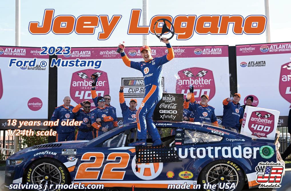 サルビノス JRモデル 1/24 ジョーイ・ロガーノ #22 オートトレーダー フォード マスタング NASCAR 2023 アンベターヘルス400 ウィナー【PF2023JLA】 プラモデル PF