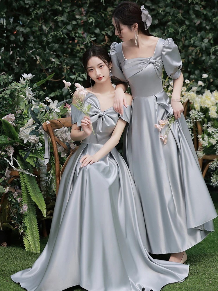 2025新しいロングドレス大きいサイズのサテンドレス女性の夏のシニアセンス 5,406円